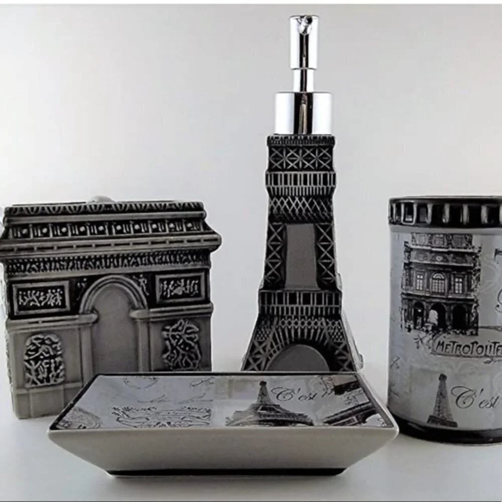 Paris French Toothbrush Holder Arc de Triomphe Ceramic Parisian French Country
